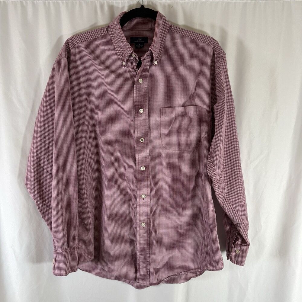 Brooks Brothers Shirt Men's Medium red Plaid Button Up Long Sleeve 100% Cotton